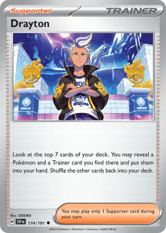 Drayton card (Surging Sparks 174) with Maschiff in the artwork