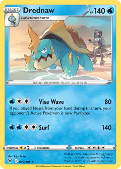 Drednaw card (Vivid Voltage 39) with Wailord in the artwork