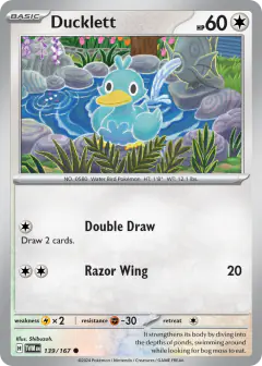 Ducklett card (Twilight Masquerade 139) with Magikarp in the artwork