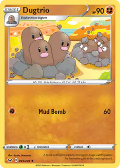 Dugtrio card (Sword & Shield Base 93) with Diglett in the artwork