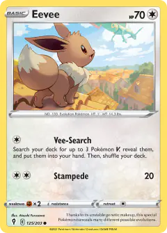 Eevee card (Evolving Skies 125) with Rayquaza in the artwork