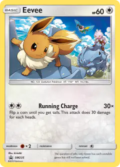 Eevee card (Sun & Moon Black Star Promos 235) with Rhyhorn in the artwork