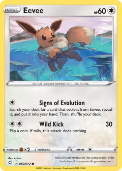 Eevee card (Shining Fates 52) with Luvdisc in the artwork