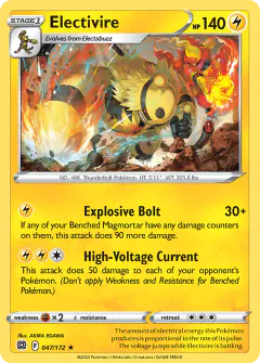 Electivire card (Brilliant Stars 47) with Magmortar in the artwork