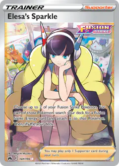 Elesa's Sparkle card (Crown Zenith 147) with Pikachu in the artwork