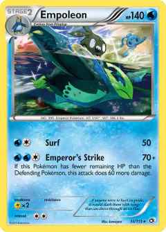 Empoleon card (Legendary Treasures 35) with Trubbish in the artwork