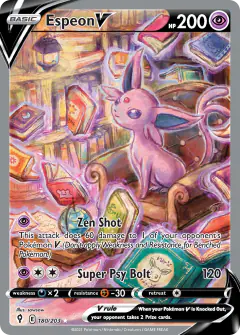 Espeon V card (Evolving Skies 180) with Eevee in the artwork