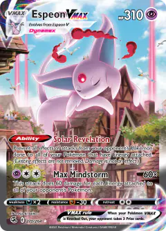 Espeon VMAX card (Fusion Strike 270) with Wingull in the artwork