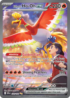 Ethan's Ho-Oh ex card (Destined Rivals 230) with Ethan in the artwork