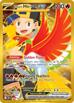 Ethan's Ho-Oh ex card (Destined Rivals 239) with Ethan in the artwork
