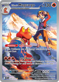 Ethan's Magcargo card (Ascended Heroes 222) with Ethan in the artwork