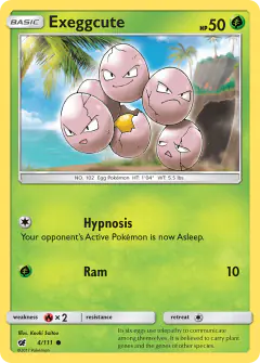 Exeggcute card (Crimson Invasion 4) with Alolan Exeggutor in the artwork