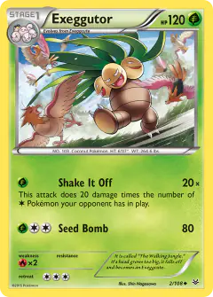 Exeggutor card (Roaring Skies 2) with Spearow in the artwork