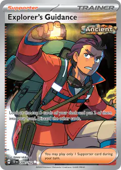 Explorer's Guidance card (Temporal Forces 200) with Koraidon in the artwork