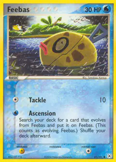 Feebas card (Hidden Legends 61) with Pelipper in the artwork