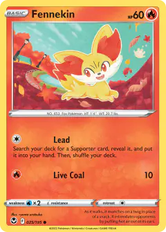 Fennekin card (Silver Tempest 25) with Milcery in the artwork