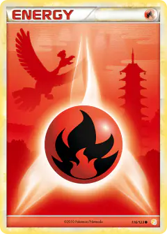 Fire Energy card (HeartGold & SoulSilver Base 116) with Ho-Oh in the artwork