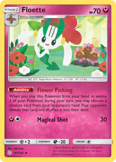 Floette card (Cosmic Eclipse 151) with Psyduck in the artwork