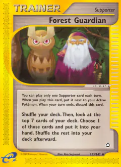Forest Guardian card (Aquapolis 123) with Hoothoot in the artwork