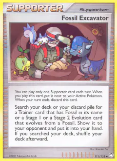 Fossil Excavator card (Mysterious Treasures 111) with Turtwig in the artwork