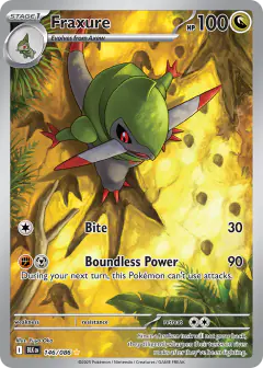 Fraxure card (Black Bolt 146) with Haxorus in the artwork