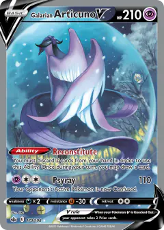 Galarian Articuno V card (Chilling Reign 170) with Chinchou in the artwork