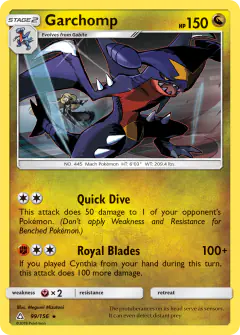 Garchomp card (Ultra Prism 99) with Cynthia in the artwork