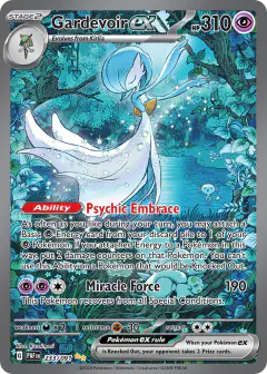 Gardevoir ex card (Paldean Fates 233) with Pachirisu in the artwork
