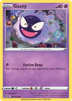 Gastly card (Lost Origin 64) with Clefairy in the artwork