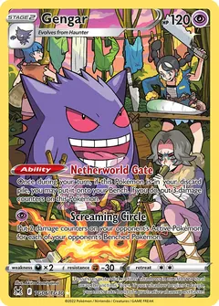 Gengar card (Lost Origin Trainer Gallery TG06) with Charm in the artwork