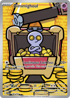 Gimmighoul card (Paradox Rift 198) with Gholdengo in the artwork