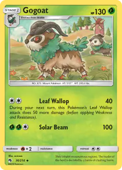 Gogoat card (Lost Thunder 36) with Skiddo in the artwork