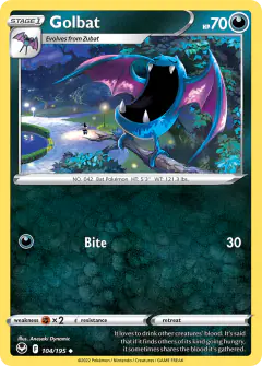 Golbat card (Silver Tempest 104) with Gothita in the artwork