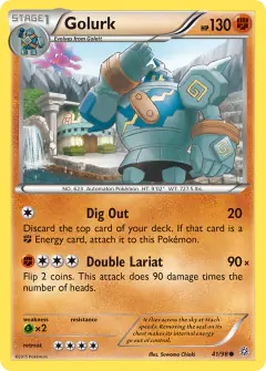 Golurk card (Ancient Origins 41) with Gligar in the artwork