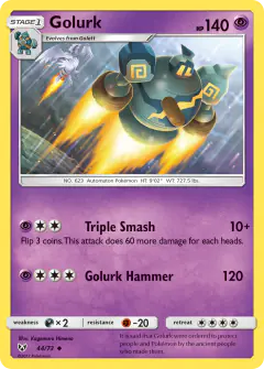 Golurk card (Shining Legends 44) with Reshiram in the artwork