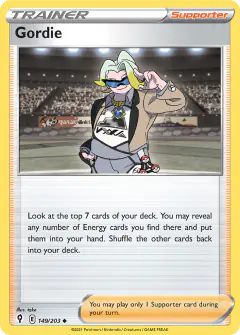 Gordie card (Evolving Skies 149) with Cufant in the artwork