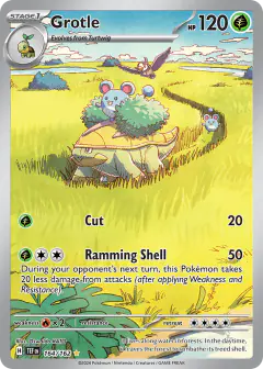 Grotle card (Temporal Forces 164) with Marill in the artwork