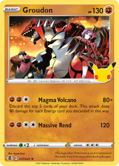 Groudon card (Celebrations 17) with Tabitha in the artwork