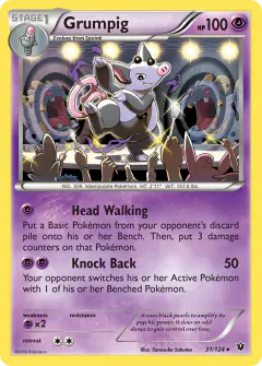 Grumpig card (Fates Collide 31) with Minccino in the artwork