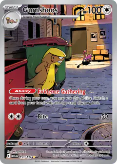 Gumshoos card (Mega Evolution Base 153) with Rattata in the artwork