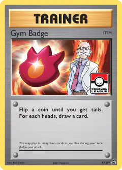 Gym Badge card (XY Black Star Promos 209) with Blaine in the artwork