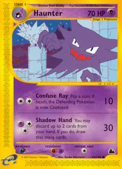 Haunter card (Skyridge 63) with Zapdos in the artwork