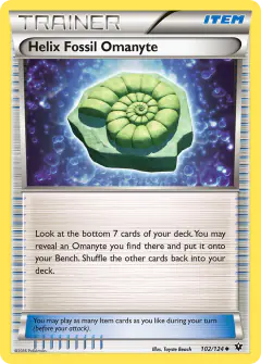 Helix Fossil Omanyte card (Fates Collide 102) with Omanyte in the artwork