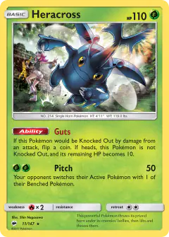 Heracross card (Burning Shadows 11) with Team Skull Grunt in the artwork