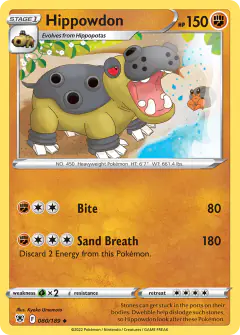 Hippowdon card (Astral Radiance 80) with Dwebble in the artwork