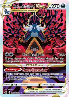 Hisuian Samurott VSTAR card (Crown Zenith Galarian Gallery GG52) with Snorunt in the artwork