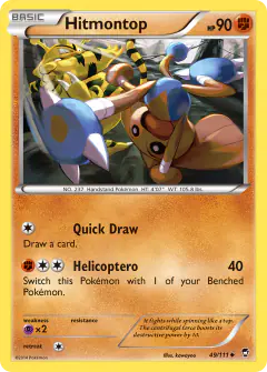 Hitmontop card (Furious Fists 49) with Electabuzz in the artwork