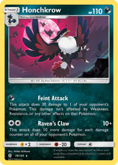 Honchkrow card (Guardians Rising 79) with Murkrow in the artwork