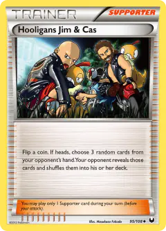 Hooligans Jim & Cas card (Dark Explorers 95) with Krookodile in the artwork