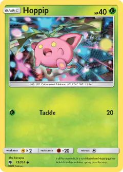 Hoppip card (Lost Thunder 12) with Blacephalon in the artwork
